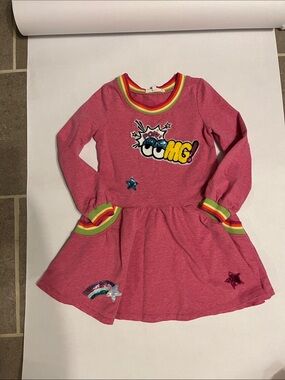 Baby Sara pink omg sweatshirt dress with pockets